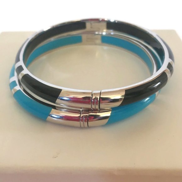 Sterling Silver Resin Hinged Bangle Bracelets NEW - Picture 6 of 13